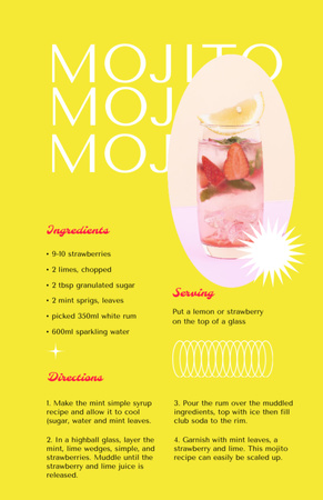 Modèle de visuel délicieux fruits mojito boisson - Recipe Card