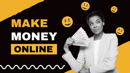 Ontwerpsjabloon van Youtube Thumbnail van Ad of Making Money Online with Businesswoman