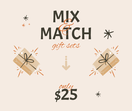 Mix and Match Gift Box Beige Facebook Design Template