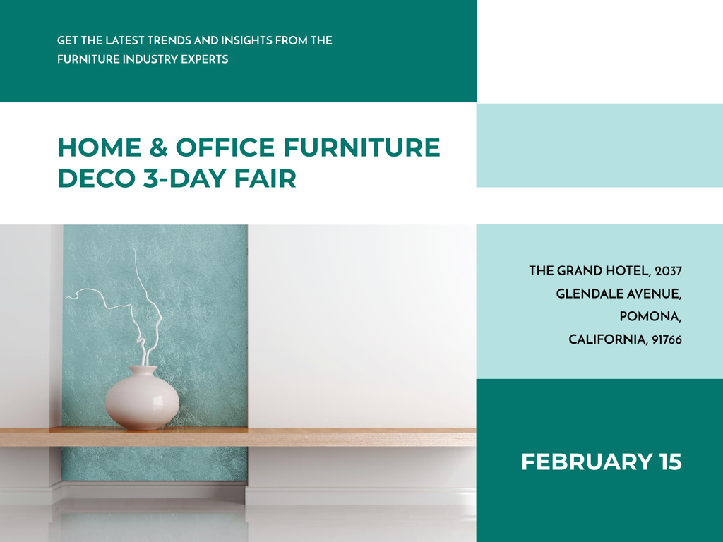 Furniture Fair Announcement with Vase Poster 18x24in Horizontal Πρότυπο σχεδίασης