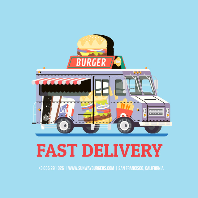Burger Delivery illustration Instagram Design Template