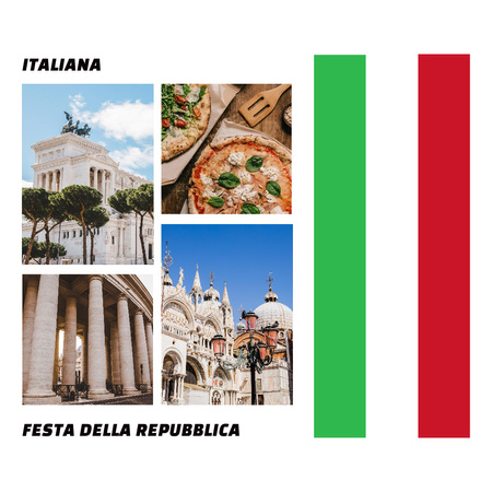 Оголошення про святкування Дня Республіки в Італії зі Старим містом Instagram – шаблон для дизайну