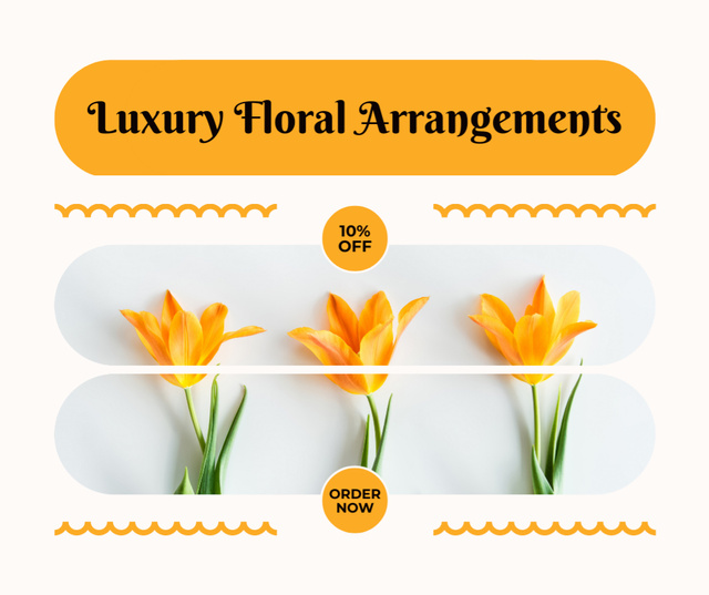 Ontwerpsjabloon van Facebook van Fresh Flowers Discount for Luxury Floral Designs