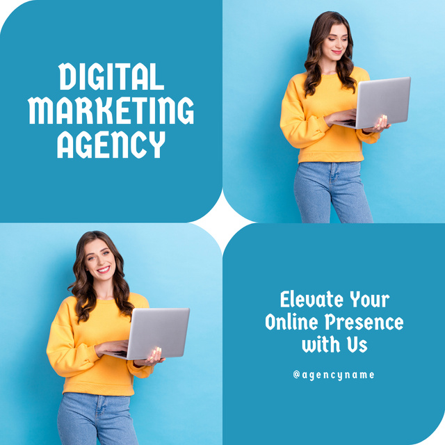 Interactive Digital Marketing Service With Slogan LinkedIn post Modelo de Design