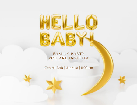Birthday Family Party Announcement Invitation 13.9x10.7cm Horizontal Design Template