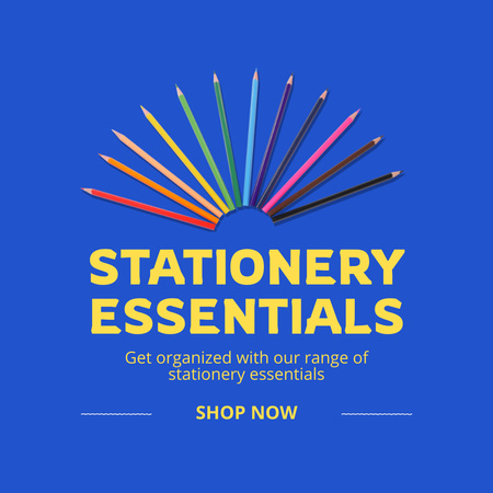 Stationery Shop Various Essential Items Animated Post Design Template