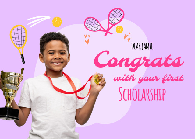 Scholarship Congratulation with African American Pupil Postcard 5x7in – шаблон для дизайну