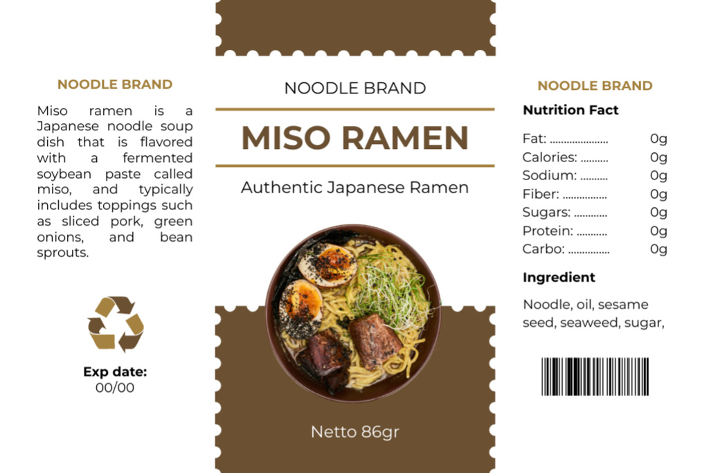 Plantilla de diseño de Japanese Ramen Noodle Label 