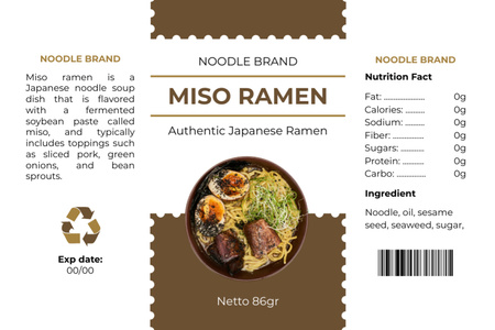japon ramen noodle Label Tasarım Şablonu
