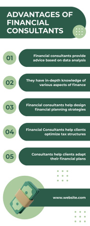 Modèle de visuel List of Financial Consultants Advantages - Infographic