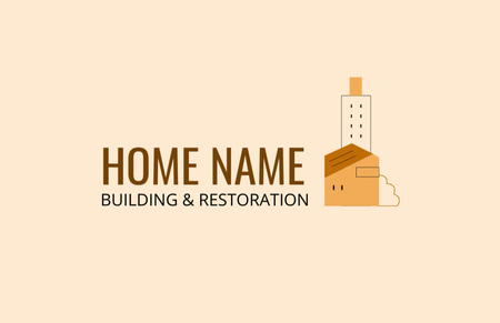 House Building and Restoration Minimalist Beige Business Card 85x55mm Design Template