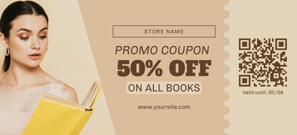 Template di design Promo Coupon for Book Readers Coupon 3.75x8.25in