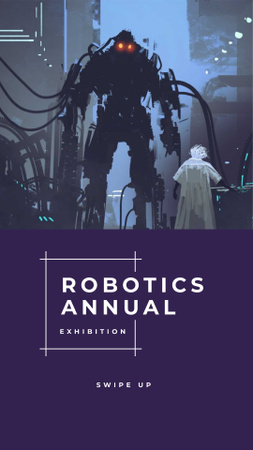 Robotics Annual Conference Ad with Cyber World illustration Instagram Story Tasarım Şablonu