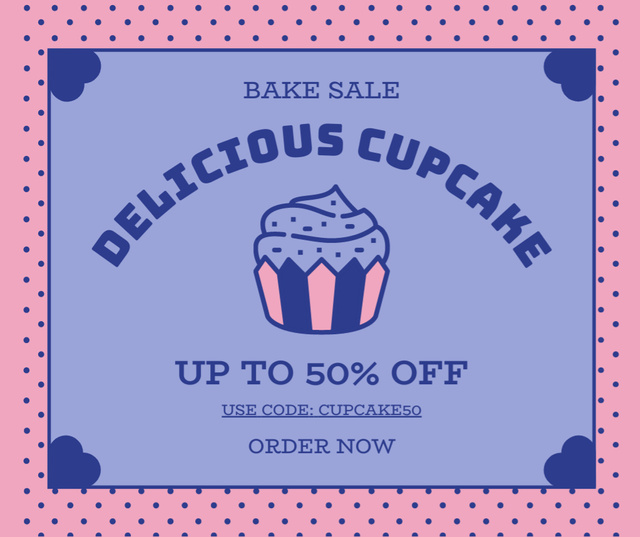 Half-Price on Delicious Cupcakes Facebook Design Template