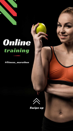 Online Training Offer with Woman holding Apple Instagram Story tervezősablon