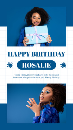 Celebratory Wishes to Woman on Blue Instagram Story Design Template