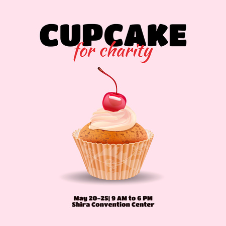 Designvorlage Jährliche Wohltätigkeits-Kuchenverkaufsanzeige auf Pink für Instagram