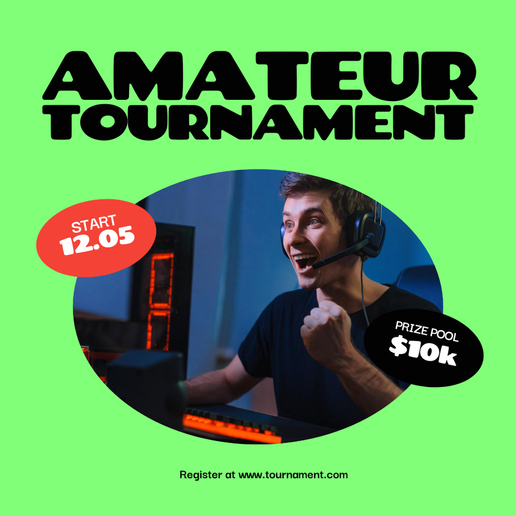 Ontwerpsjabloon van Instagram van Gaming Tournament Announcement