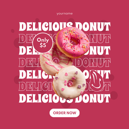 Ontwerpsjabloon van Instagram van Offer of Sweet Delicious Donuts