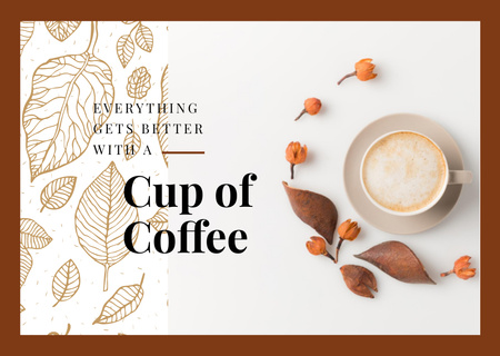 Cup of coffee with milk Postcard Design Template