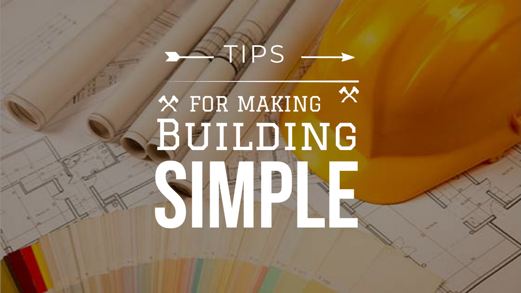 Template di design Building Tips blueprints on table Title 1680x945px