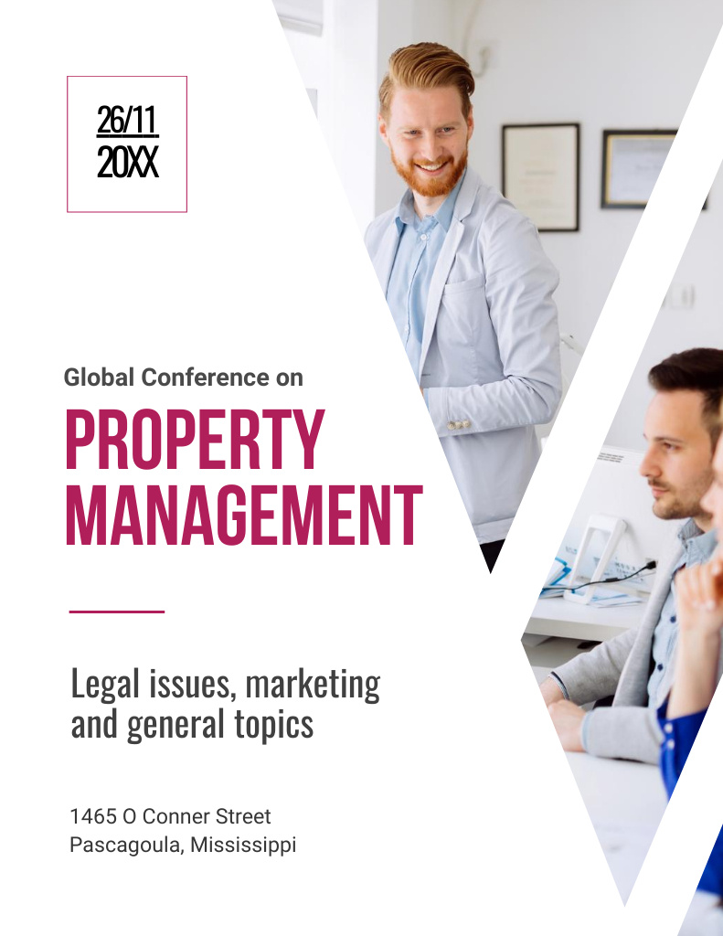 Informative Property Management Conference Announcement Flyer 8.5x11in Tasarım Şablonu