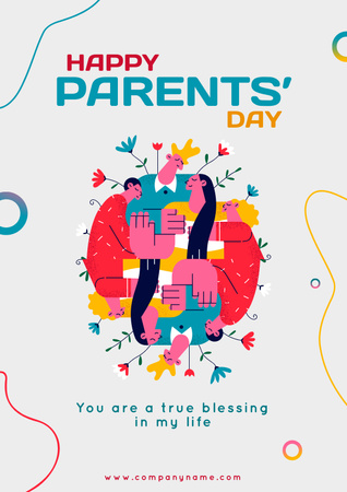 Happy Parents Day Greeting Card Poster Design Template