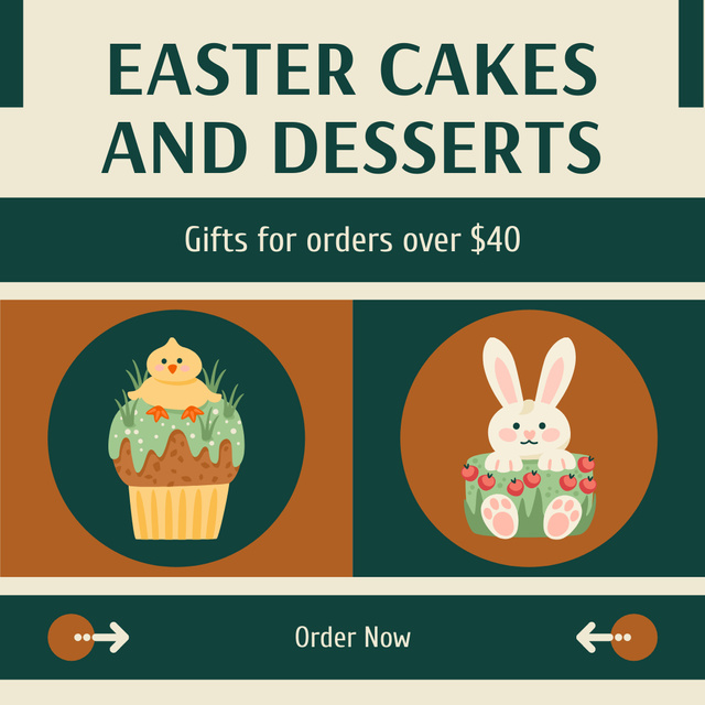 Easter Holiday Offer of Cakes and Desserts Instagram Tasarım Şablonu