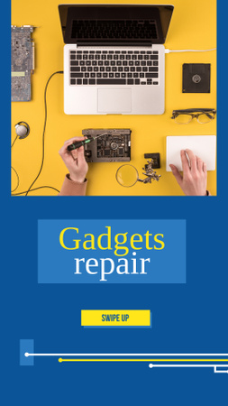 Gadgets Repair Ad with Technician Instagram Story Design Template