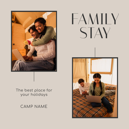 Loving Couple in Cozy Country House Instagram Design Template