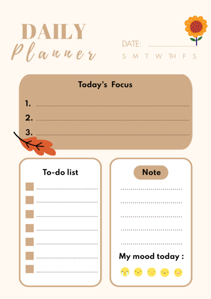 Daily Notes in Beige Schedule Planner Design Template