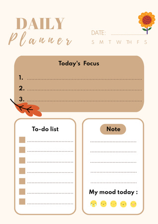 Autumn Seasonal Daily Schedule Planner Design Template