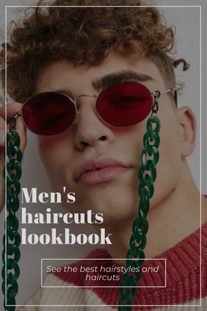 fiatal jóképű férfi stílusos hajvágással Pinterest tervezősablon