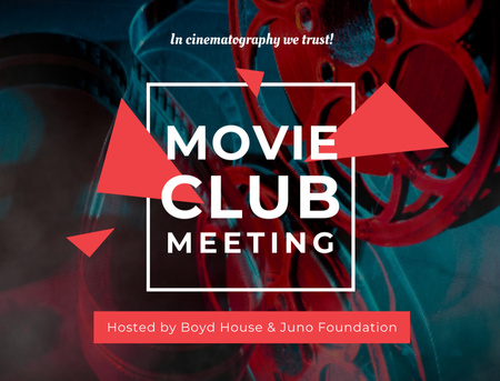 Template di design Proiettore vintage per riunioni del Movie Lovers Club con luce al neon Postcard 4.2x5.5in