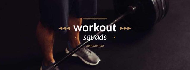 Workout squads Ad with Man Lifting Barbell Facebook cover Design Template