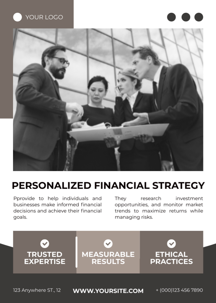 Ontwerpsjabloon van Flayer van Business Consulting of Personalized Financial Strategy
