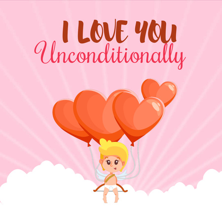 Cupid girl with Valentine's Day letters Animated Post Design Template