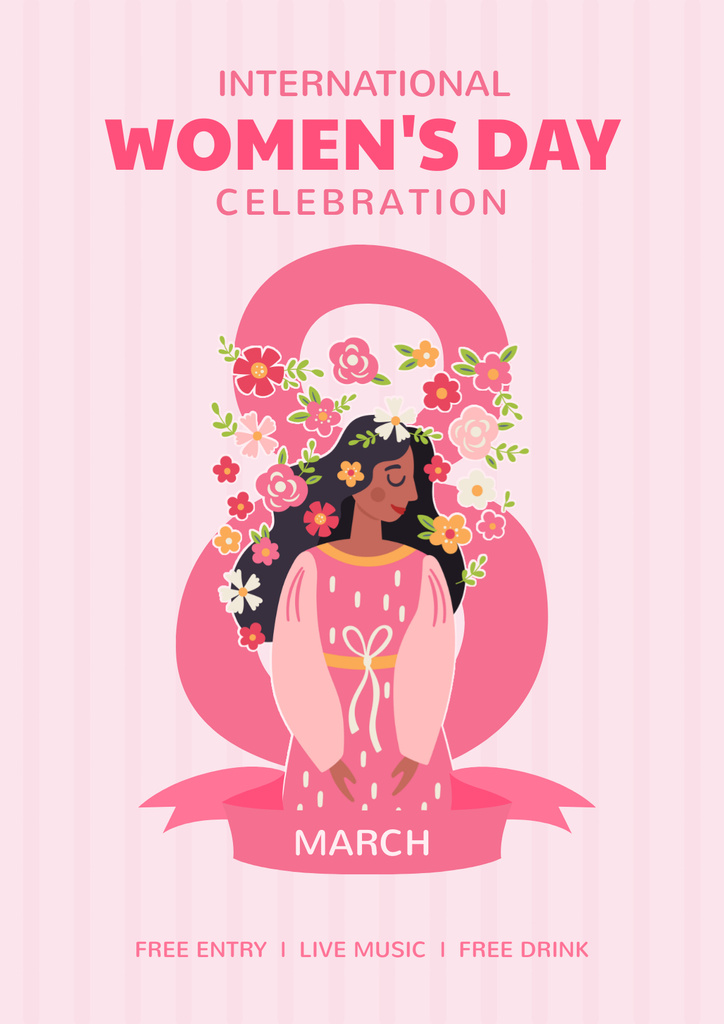 International Women's Day Celebration Announcement Posterデザインテンプレート
