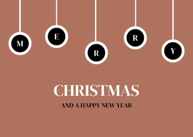 Conservative Christmas And New Year Holiday Greetings In Brown Card Design Template