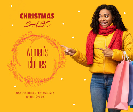 Woman in Stylish Outfit on Christmas Facebook Design Template