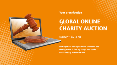 Global Online Charity Auction Announcement FB event cover Design Template