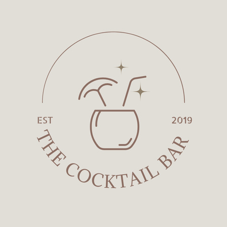 Ontwerpsjabloon van Logo van cocktail bar reclame met kokosnoot drank