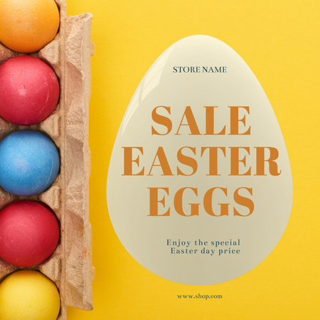 Plantilla de diseño de Huevos de Pascua coloridos en bandeja de cartón Instagram 
