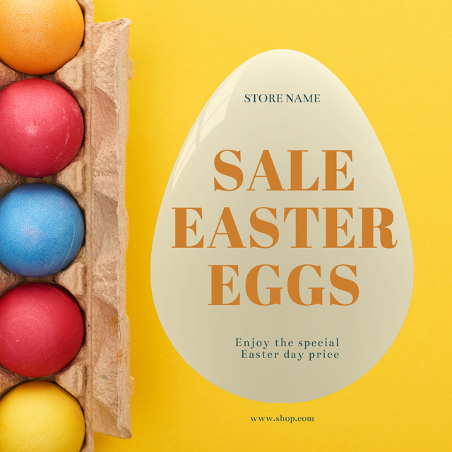 Colorful Easter Eggs in Cardboard Tray Instagram Design Template