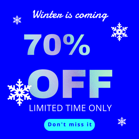 Winter Sale Announcement with Discount Offer Animated Post tervezősablon