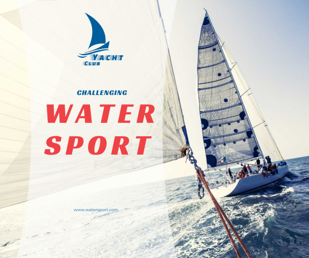 Water Sport with Yacht Sailing on Blue Sea Medium Rectangle Šablona návrhu