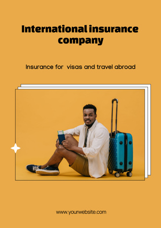 Advertisement for International Insurance Company with African American Traveling Flyer A4 Design Template