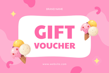 Gift Voucher Offer for Delicious Ice Cream Gift Certificate Tasarım Şablonu