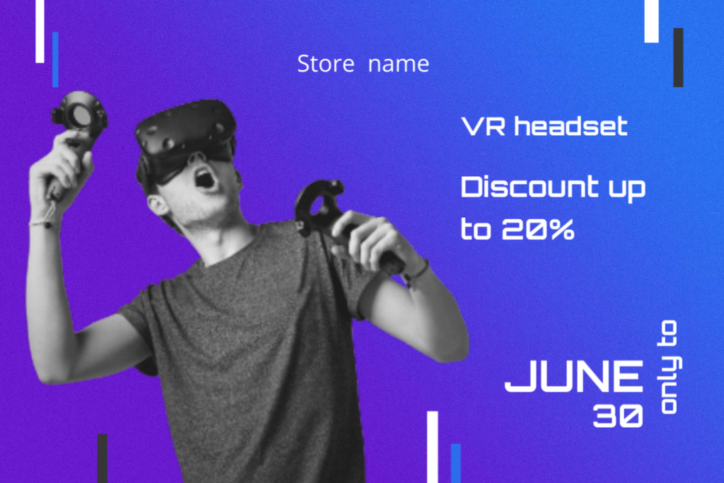 Virtual Reality Headset Sale with Discount Postcard 4x6in Design Template