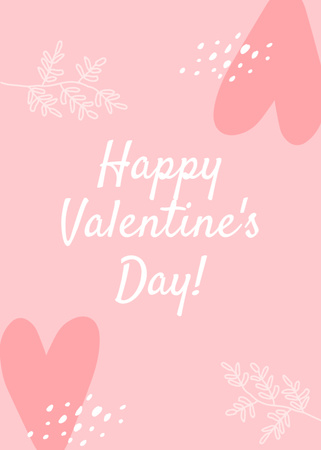 Ontwerpsjabloon van Postcard 5x7in Vertical van Cute Valentine's Day Greeting in Pink